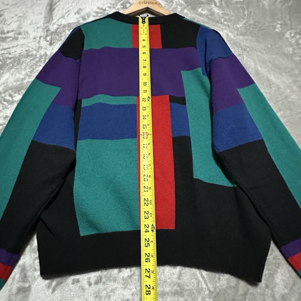 Vintage Saks Fifth Avenue Cashmere‎ Collection Colorblock Sweater Mens L Black - Picture 7 of 7